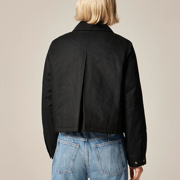 J Crew Cropped Barn Jacket™ in ripstop cotton CN056 Size M Black - Picture 5 of 13